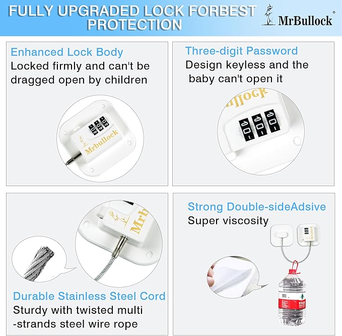 Refrigerator Lock Fridge Locks for Kids Keyless Child Safety Cabinet Locks for Cabinets Closets Drawers Window Electrical Appliances