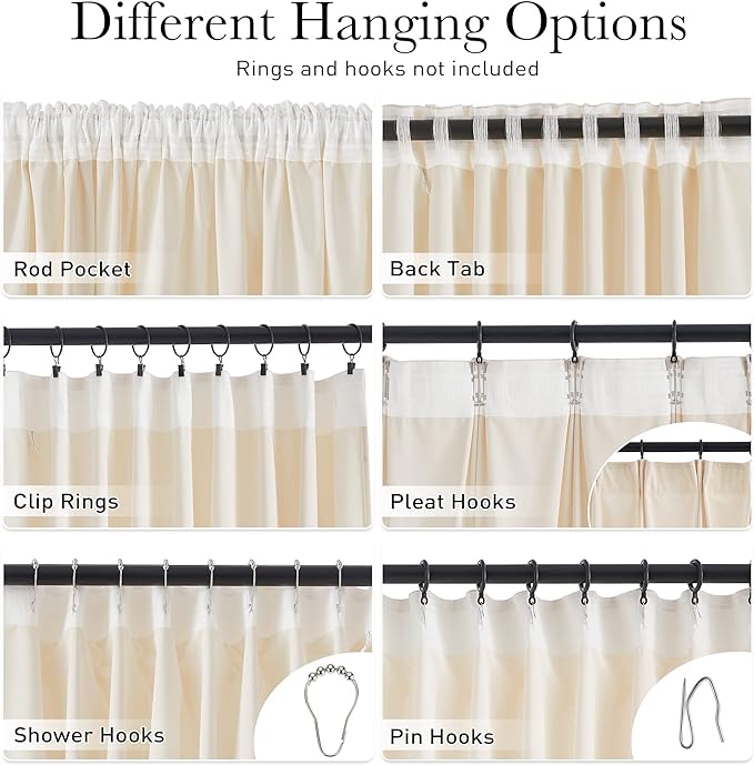 StangH Velvet Curtains Ivory White, Thermal Insulated Room Darkening Drapes for Bedroom, Living Room, Home Theater, with Hook Tape Top, 2 Panels, 52 x 72 inches