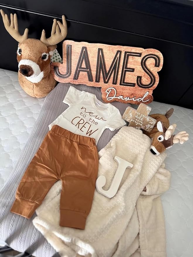 Personalized Wood Name Sign, Nursery Name Wooden, Boho Girl Name Sign, Above Crib Sign, Layered Baby Name Sign, Boy Name Sign, Cut Out Sign, Gift for nursery