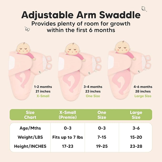 KeaBabies 3-Pack Organic Baby Swaddle Sleep Sacks - Swaddles for Newborns, Infant 3-6 Months, Baby Girls, Boys, Soft & Snug Newborn Sleep Sack, Nursery Swaddling Blankets (Angelic, L)