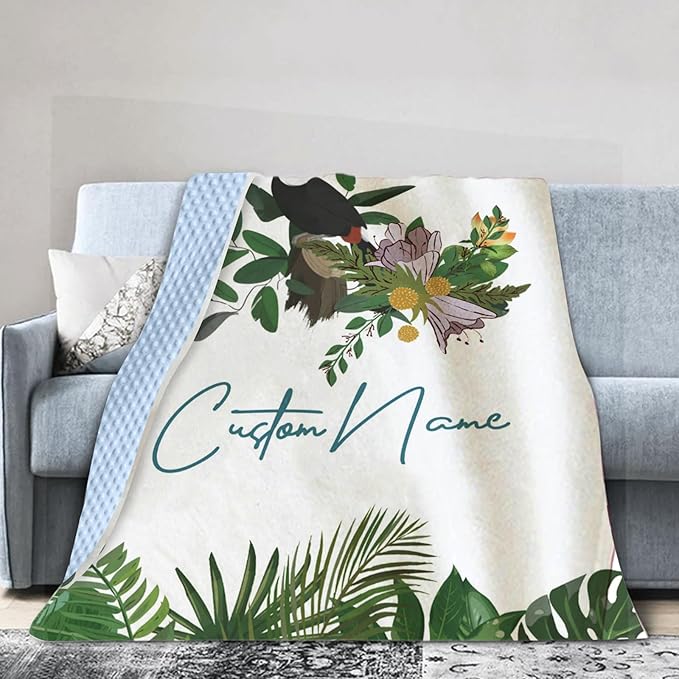 Personalized Baby Blanket with Name – Toucan Pattern Soft Receiving Blanket for Newborn Boys, Custom, Hunting Theme Nursery Decor for Toddlers