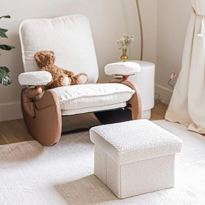 MAMAZING Nursery Rocking Chair Glider with Ottoman for Breastfeeding, Upholstered Nursing Chair with Removable Cover for Mom and Baby, Reading Chair for Bedroom, Living Room(Brown/Beige)