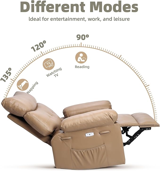 GarveeHome Power Rocker Swivel Recliner Chair - Heat and Massage, PU Leather Electric Glider Rocking Chair with USB Port, Glider Recliner Nursery Chair for Living Room, Bedroom, Nursery