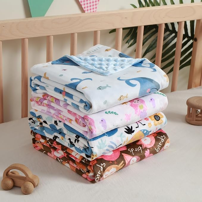 iEvolve Baby Nursery Bed Blankets Ultra Soft Double Layer Mini Blanket Minky Blanket Receiving Blankets Shower Gifts(Mermaid,30 * 47in)