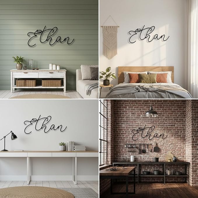 Custom Metal Words - Fine Elegant Handwritten Name Sign - Custom Name Sign Baby - Delicate Laser Cut Script Wall Art for Baby Name, Wedding & Luxury Home Decoration Gift