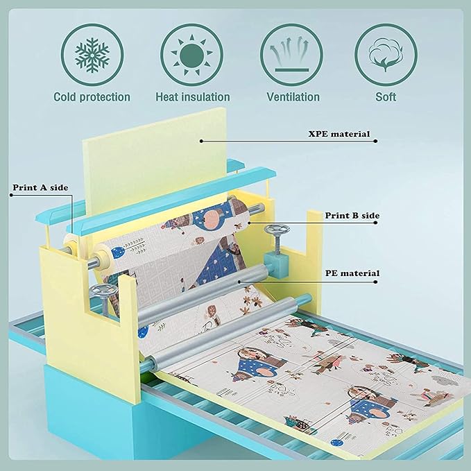 UANLAUO Foam Play Mat for Baby - Foldable Play Mats for Floor 59" x 59" Thick Foam Mats for Kids Reversible Educational Crawling Mat for Infants 6-12 Months & Toddlers, Easy Clean Playmat