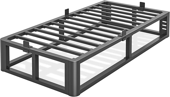 Metal Heavy Duty 14 inch Twin XL Bed Frame with Rounded Corner and Headboard Hole Mattress Retainers 3500 LBS No Box Spring Needed Platform Noise Free Easy Assembly
