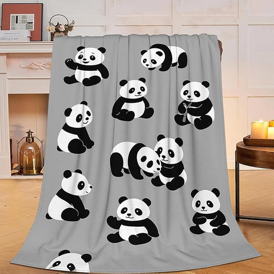 Panda Blanket Cute Panda Fleece Throw Blanket Soft Cozy Warm Fuzzy Plush Super Plush Stuff Animal Bedding Toddler Nursery Baby Blankets Gifts for Boys Girls Kids Adult Men Women 40"X50"