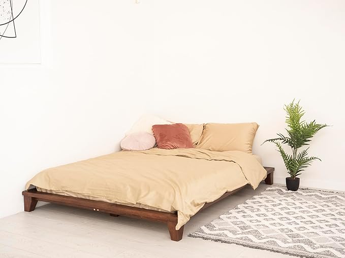 BUSYWOOD Japanese Style Bed Frame - Twin Toddler Bed Frame with Legs - Toddler Full Size Bed - Bed Base Queen - Solid Wood Platform Bed King - Bed Frame Wood - Platform Toddler Bed - Low Bed Frame