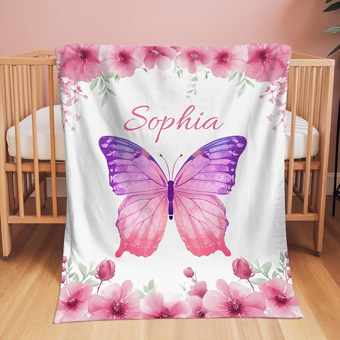 Personalized Baby Blanket- Custom Baby Blanket for Girls Soft Flanne Blankets in Easter Personalized Baby Gifts for Christmas Birthday Baby Shower Infant Newborn Shower (Red)
