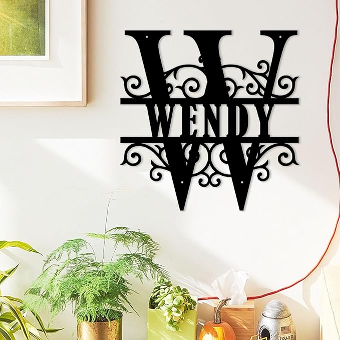 Metal Signs Customized, Metal Name Signs Personalized, Custom Family/Last Name Sign, Split Letter Monogram Wall Decor, Personalized Wedding/New home Gift, Indoor/Outdoor Sign