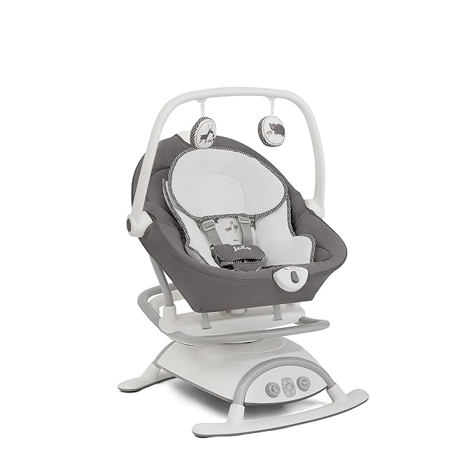 Joie Cinnamon 2-in-1 Glider and Rocker – Multi-Motion Baby Swing and Rocker Combo with Plush Fabrics, Compact Design, and Multiple Recline Positions – Soothing Sounds & Gentle Vibrations (Frankie)