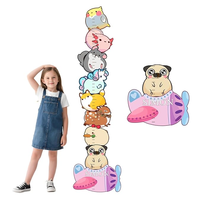 Personalized Wooden Animals Growth Chart Height Ruler,Custom Name Baby Height Growth Chart Wall Toddler Boys Girls,Nursery Wall Decor Baby Room,Child Height Wall Chart