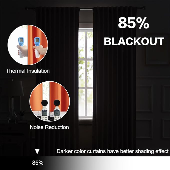 DUALIFE Blackout Long Curtain Drapes 120 Inch 2 Panels Set Back Tab Rod Pocket Vibrant Orange Decor Window Curtain 120 Inches Long for High Living Room 10 FT, Orange Color