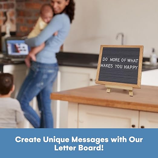 flybold Felt Letter Board - Baby Announcement Sign Board - Message board with 340 Letters Numbers Sign Adjustable Tripod Stand - Announcement Board for Birth - Small Word Grey 10x10 inch (Wall Mount)