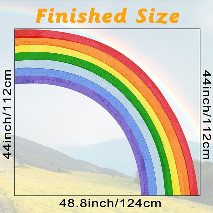 Rainbow Wall Decals - Large Watercolor Rainbow Wall Decor Stickers for Kids' Room, Peel and Stick Half Art Murals for Girls' Room/Bedroom