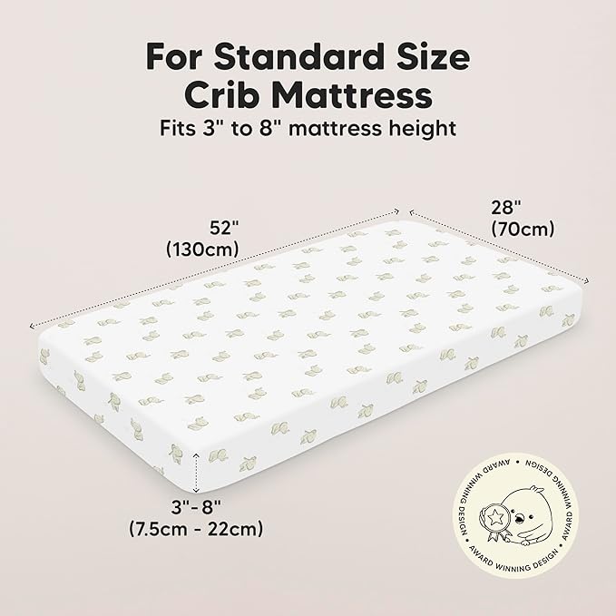 KeaBabies 2-Pack Baby Crib Sheets for Boys, Girls - 52x28 Viscose Derived from Bamboo Toddler Bed Sheets Neutral, Fitted Crib Mattress Cover for Standard Baby Bedding, Soft & Cozy (Elly)