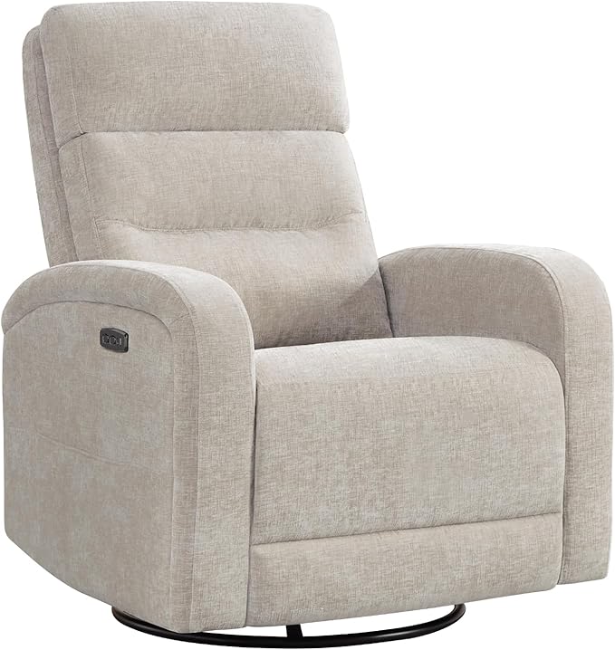 Power Rocker Recliner Glider for Nursery with USB, Electric Swivel Rocker Recliner Chair for Living Room, Upholstered Recliner Chairs for Adults, Chenille Camel