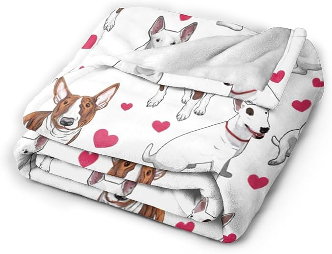 Bull Terrier Gifts and Decor - Cute Dog Throw Blanket for Girls, Women, Kids, Adults - Soft Warm Cozy Fleece for Couch, Sofa, Bed - 60"x50"