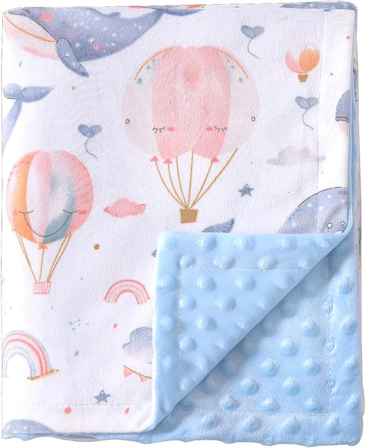 iEvolve Baby Nursery Bed Blankets Ultra Soft Double Layer Mini Blanket Minky Blanket Receiving Blankets Shower Gifts(Whale,30 * 47in)