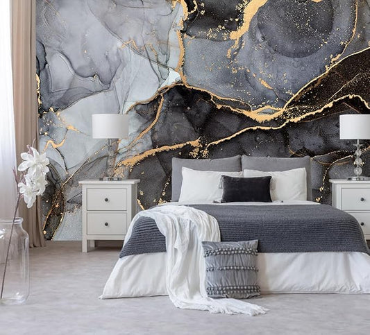 Dark Marble Wallpaper Natural Abstract Texture Wall Mural for Living Room Bedroom（Not Peel and Stick）