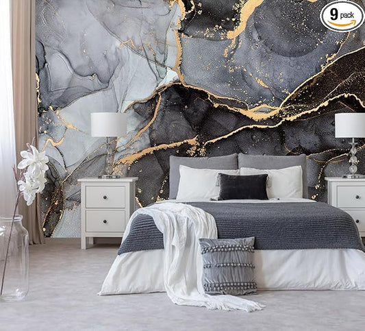 Dark Marble Wallpaper Natural Abstract Texture Wall Mural for Living Room Bedroom（Not Peel and Stick）