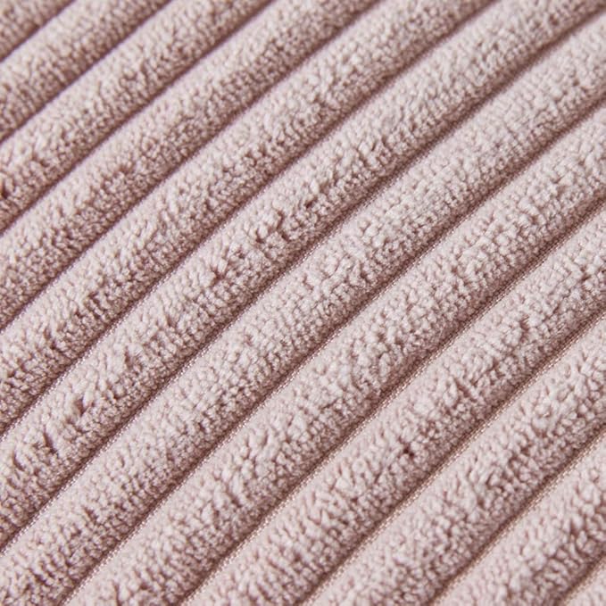 Fancy Homi Pack of 2 Boho Big Decorative Throw Pillow Covers 26 x 26 with Pom-poms, Soft Corduroy Solid Square Cushion Cases for Couch Sofa Bedroom Car Living Room (26x26 Inch/66x66 cm, Blush Pink)