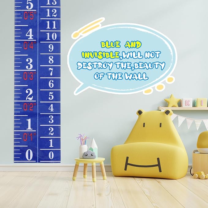 Tatuo 1 Pcs Growth Chart Wall Labels Height Indicator Tape Ruler Growth Chart Decor Height Indicator Adhesive Ruler for Home Room Measuring (Blue)