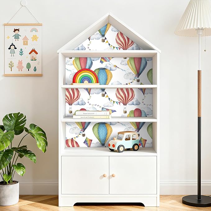 LACHEERY Cartoon Balloons Could Wallpaper for Kids Room Nursery Peel and Stick Wallpaper Kids 17.5"x275" White Sky Clouds Wall Paper Self Adhesive Removable Contact Paper for Walls Cabinets Bedroom