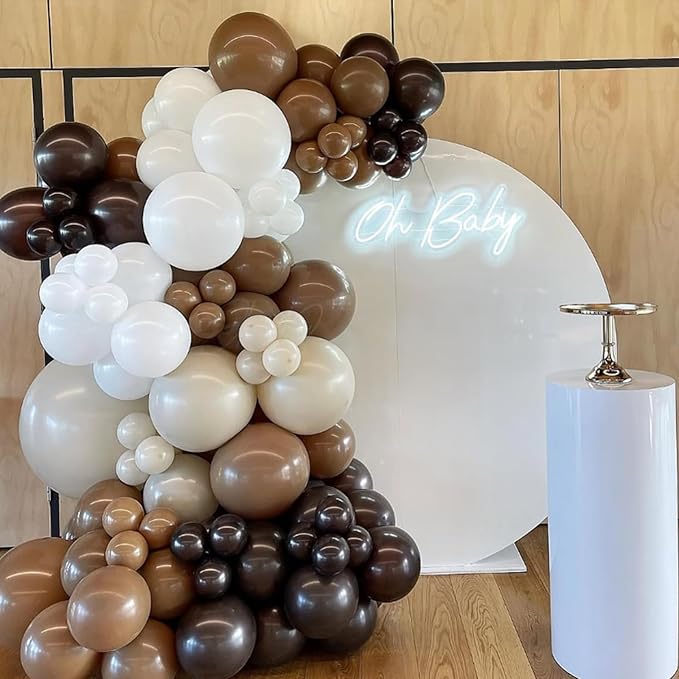 Brown Balloons, 12 Inch Coffee Brown Tan Cream Sand White Balloons for Neutral Bear Baby Shower Boho Wedding Woodland Birthday Party Decorations