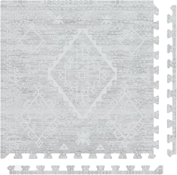 House of Noa Baby Play Mat – 4x6 Gray Ula – Set of 6 Tiles – Cushioned EVA Foam Play Mat for Floor, Soft Interlocking Baby Crawling Mats for Hard Floors
