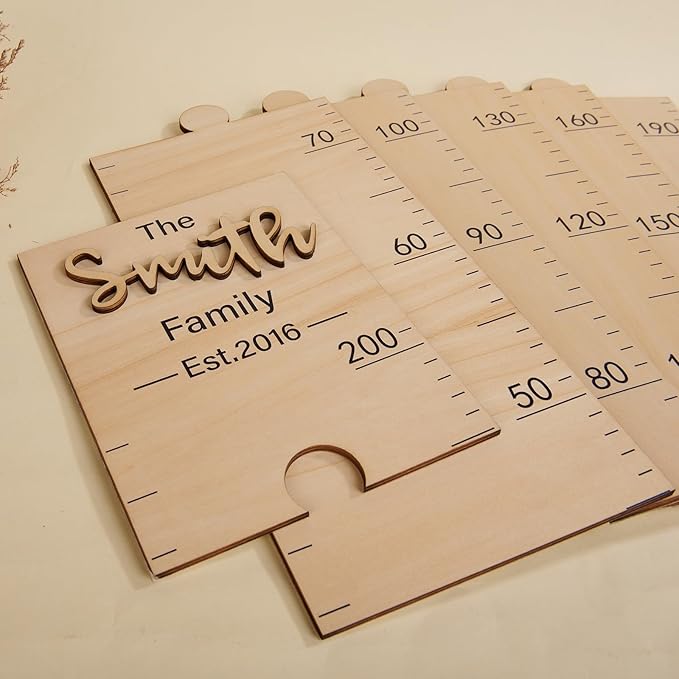 Custom Wooden Kids Height Chart with Name Date - Cute Wall Growth Measurement Ruler for Baby Boys & Girls, Nursery & Room Decor - Easy Install, Premium Wood