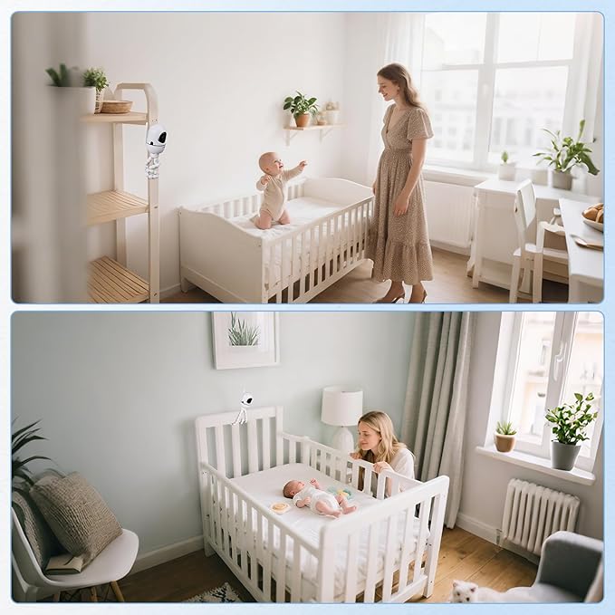 Upgraded Baby Monitor Mount - 7.8'' Adjustable Tripod Baby Camera Mount for HelloBaby HB65/HB40/HB6550/HB66/ HB6339/HB6550 Pro, ANMEATE SM935E, Detachable Tripod Monitor Holder Flex Stand for Crib