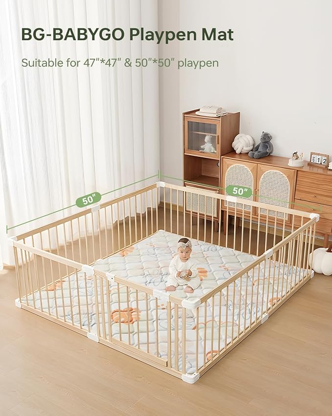 Baby Play Mats for Floor, Thicken 50x50 Playpen Mat, Cushioning Padding Foam Playmats for Baby, Non-Slip One-Piece Crawling Tummy Time Mat Washable Baby Playmate