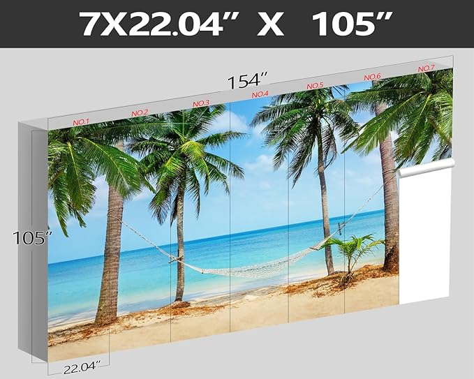 XMPMBM-Beach Palms Landscaping Fabric Wallpaper Tree Leaf Living Room Bedroom Bathroom Wall Mural-W 154" X H 105"（112 Square Foot）
