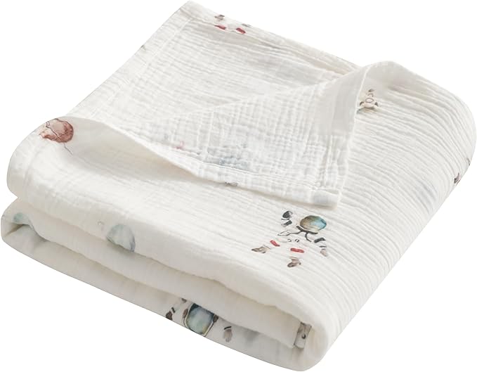 NTBAY 2 Layer Muslin Cotton Baby Swaddle Blanket, 30x40 Soft and Breathable Receiving for Newborns and Infants, Perfect for Crib, Stroller, Travel, Lightweight Nursery Blanket, Astronaut's Journey