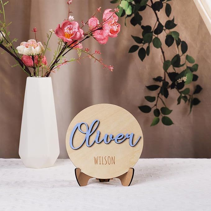 Personalized Birth Announcement Sign for Hospital, Baby Name Sign, Newborn Announcement Sign Disc (Design 02)