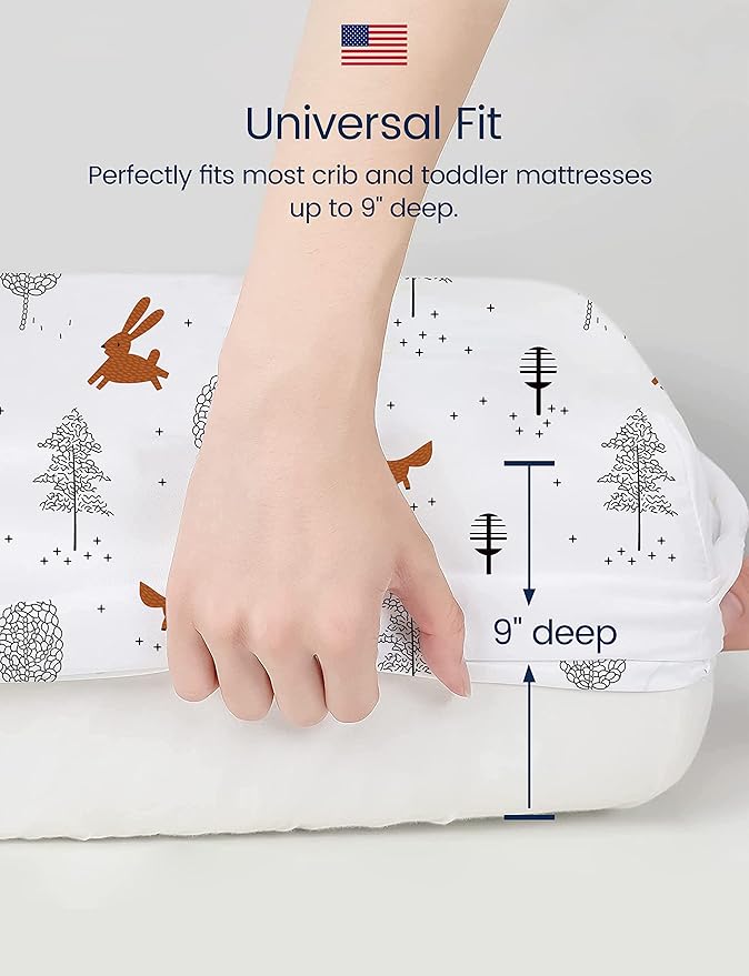 TotAha Premium Stretchy Crib Sheets (2-Pack)-Hypoallergenic, Silky Comfort, Buttery Soft, Calming Effect, All-Season Jersey-Knit Sheets, 9'' Extra Deep Pocket (Colorful Flora & Blue Flowers)