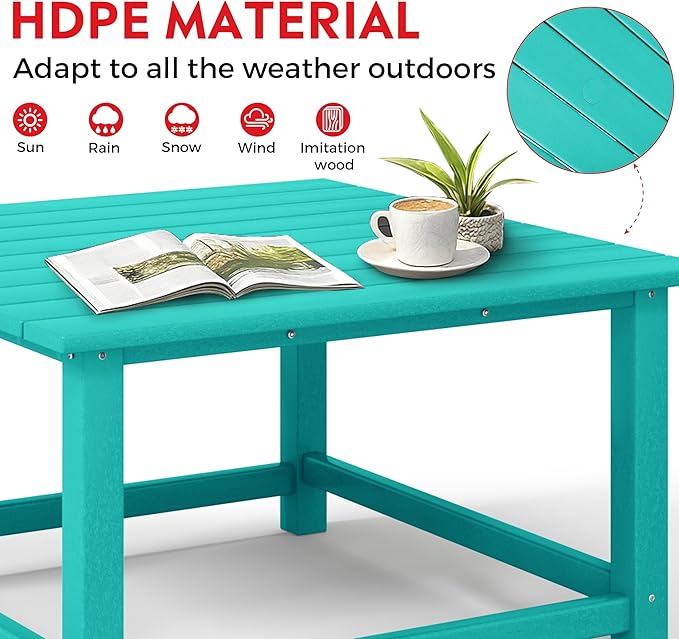 Costaelm Outdoor Kids Table, Toddler Dinner Table Baby Desk Outdoor Childrens Party Tables for Arts & Crafts, Snack Time, Multi-Activity Desk for Ages 2-8 in Classroom/Outside, Turquoise