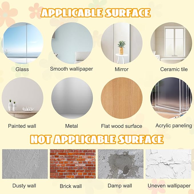 12 Sheets Daisy Wall Decals, Bright Colors Floral Wall Decor, Cute Flowers Wall Stickers, Vinyl Peel and Stick Flowers Stickers for Kids Girls Nursery Bedroom Living Room