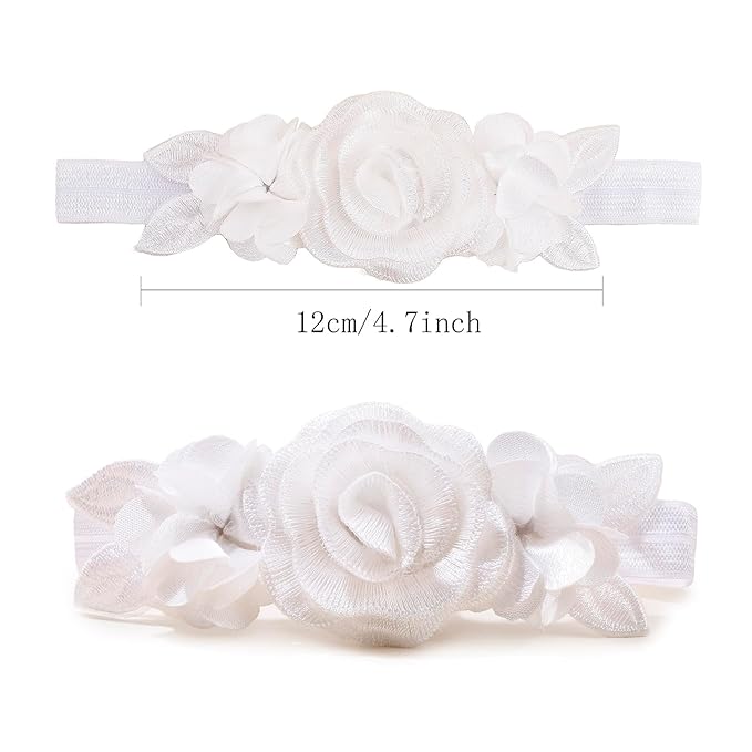 OOSAKU Baby Girl Flower Headbands Set Elastic Floral Headbands 6pcs Soft Nylon Hair Band for Newborn Toddler Hair Accessories (XKFD004)