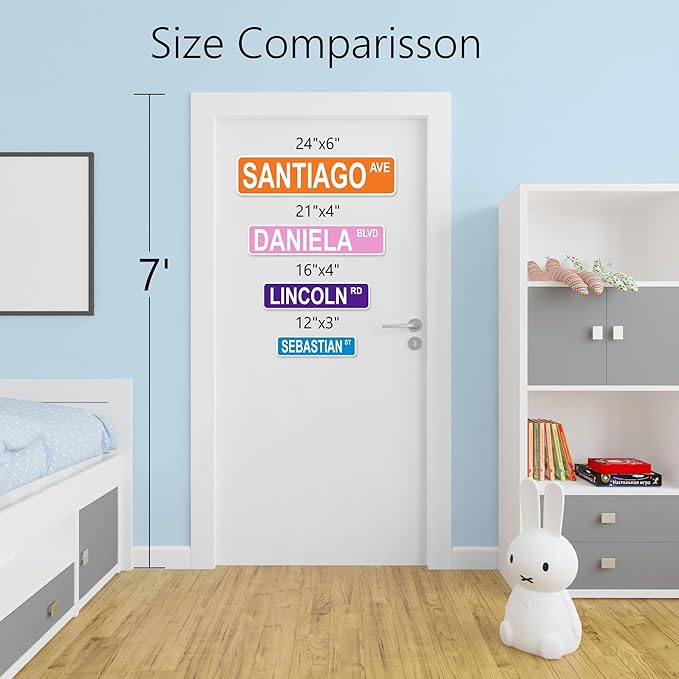 Personalized Street Sign & Road Sign for Kids. Custom Street Sign 12x3 in metal, with Your Own Custom Text, Size & Color. Ideal for Kids Room, Mancave Decor for Dad or mom outdoor garden
