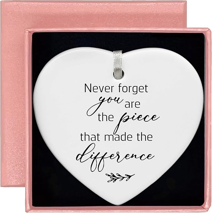Heart Shaped Christmas Ornament-Coworker Teacher Boss Farewell Promotion Retirement New Job Gift-Thank You Appreciation Keepsake-Never Forget You are The Piece That Makes Us Whole