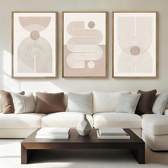 Anyzal Boho Abstract Wall Art Modern Minimalist Artwork Neutral Line Wall Decor for Living Room Bedroom Office 16x24 Inch Set of 3