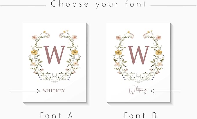 Personalized Name Flower Nursery Wall Art Prints, Crib & Nursery décor, Newborn Baby Girl Gift Present, Floral Baby Girl Room Pictures, Poster For Baby And Kids (1 Print, Flower 3)