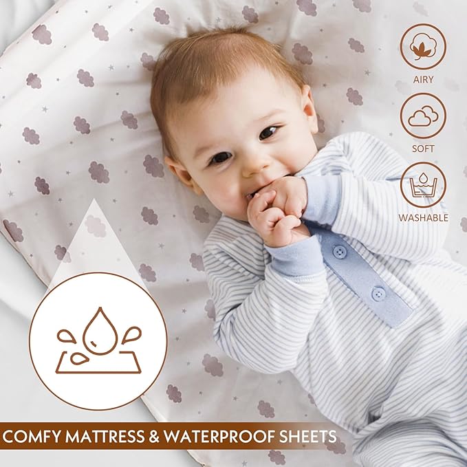Baby Bassinet,Rocking Bassinet with Waterproof Sheet,3 in 1 Baby Bassinets Bedside Sleeper,6 Height Adjustable Bedside Bassinet for Newborn(Black)
