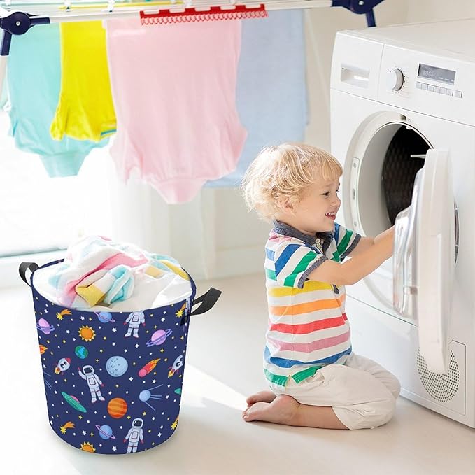 Kids Laundry Basket Christmas Basket Space Toy Dirty Clothes Storage Bins Collapsible Laundry Baskets Boys Room Decor Christmas Gifts