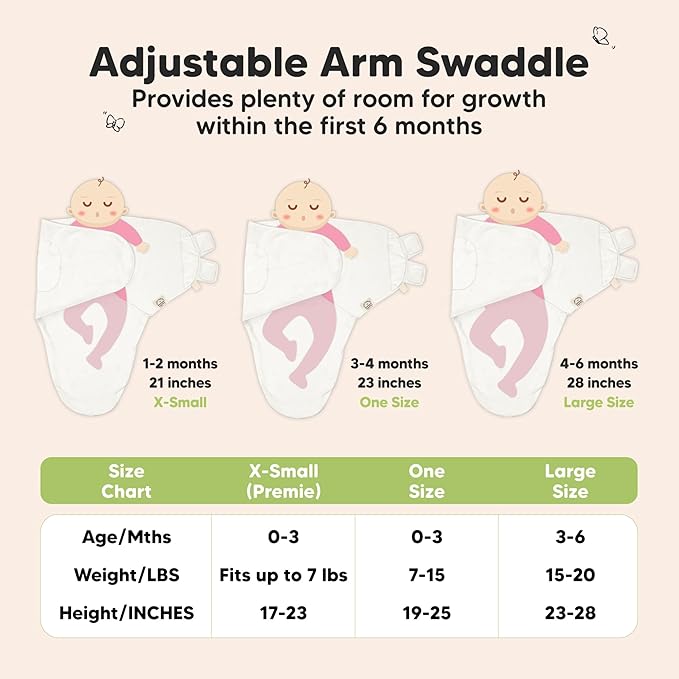 KeaBabies 3-Pack Organic Baby Swaddle Sleep Sacks - Swaddles for Newborns, Infant 0-3 Months, Baby Girls, Boys, Soft & Snug Newborn Sleep Sack, Nursery Swaddling Blankets (Soft White)