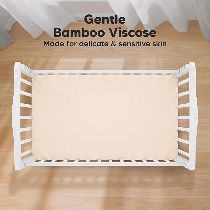 KeaBabies 2-Pack Baby Crib Sheets for Boys, Girls - 52x28 Viscose Derived from Bamboo Toddler Bed Sheets Neutral, Fitted Crib Mattress Cover for Standard Baby Bedding, Soft & Cozy (Cameo)