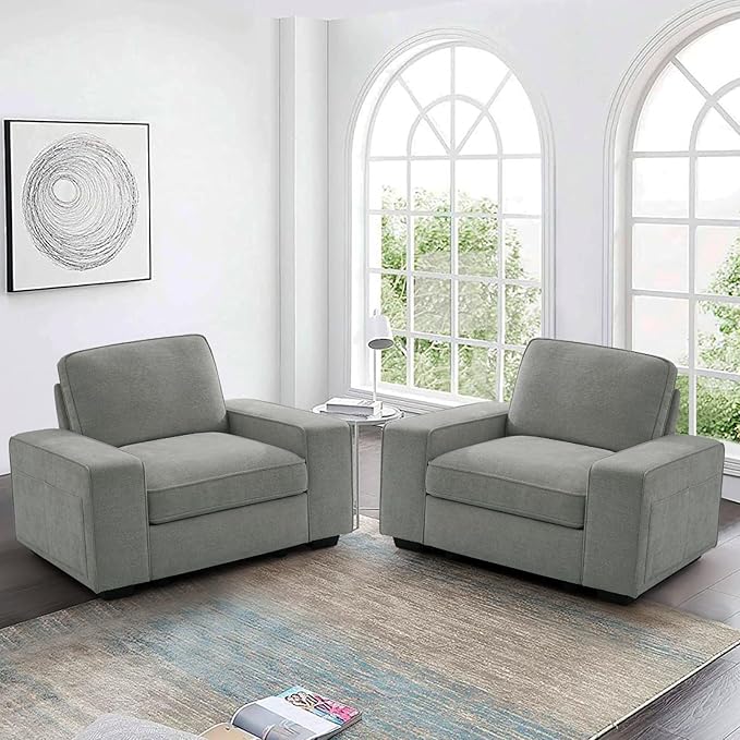 TEKAMON 45" Accent Chair with Seat Storage, Oversized Single Sofa Chair, Modern Chenille Fabric Armchair for Living Room/Office with Wide Armrests, Side Pockets, USB/Washable Covers(Light Grey)